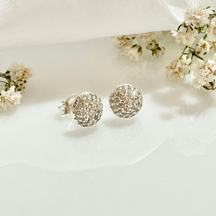 Aretes de Plata Circonita 7MM | Nicola Joyería