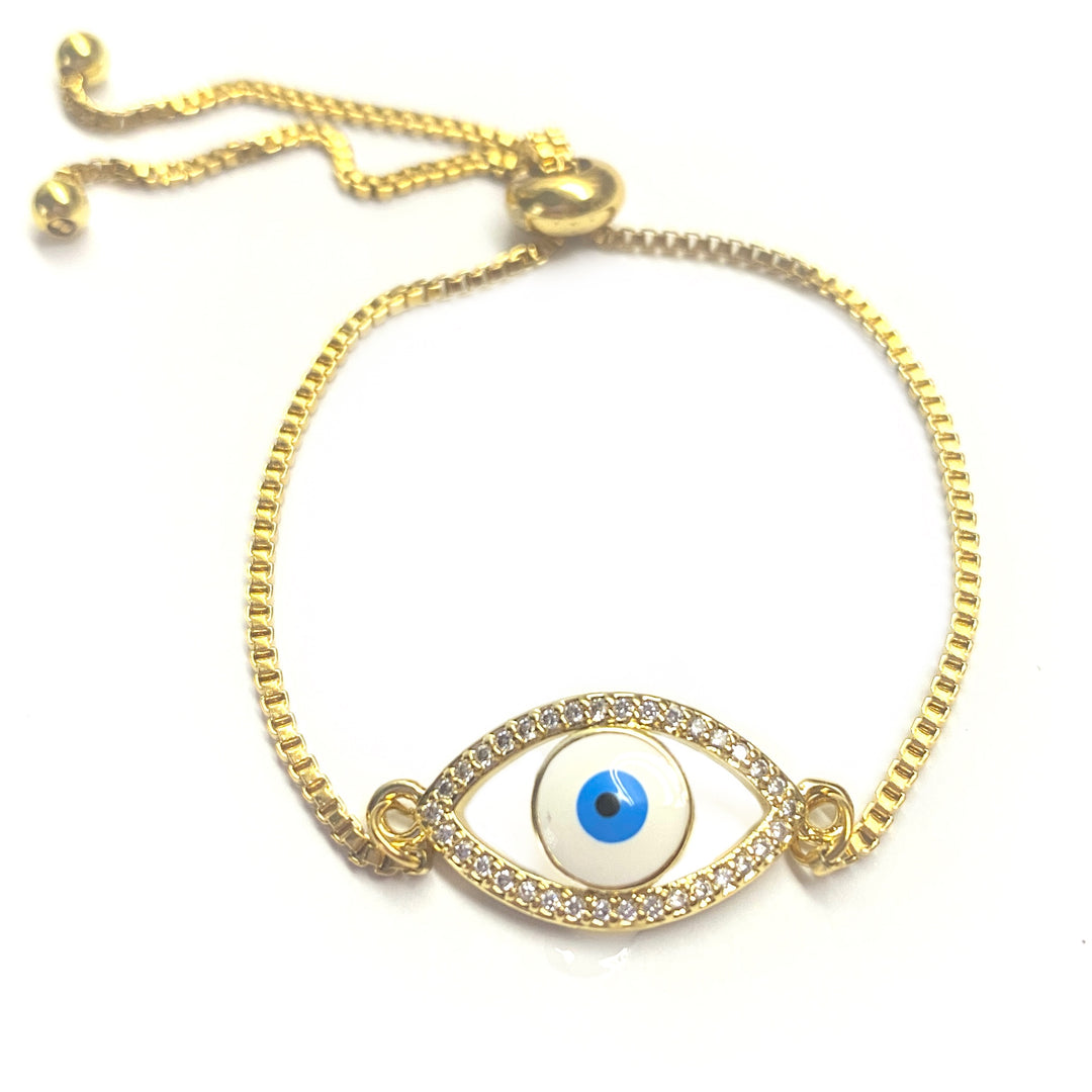 Pulsera Acero 👁 Ojo Dorado