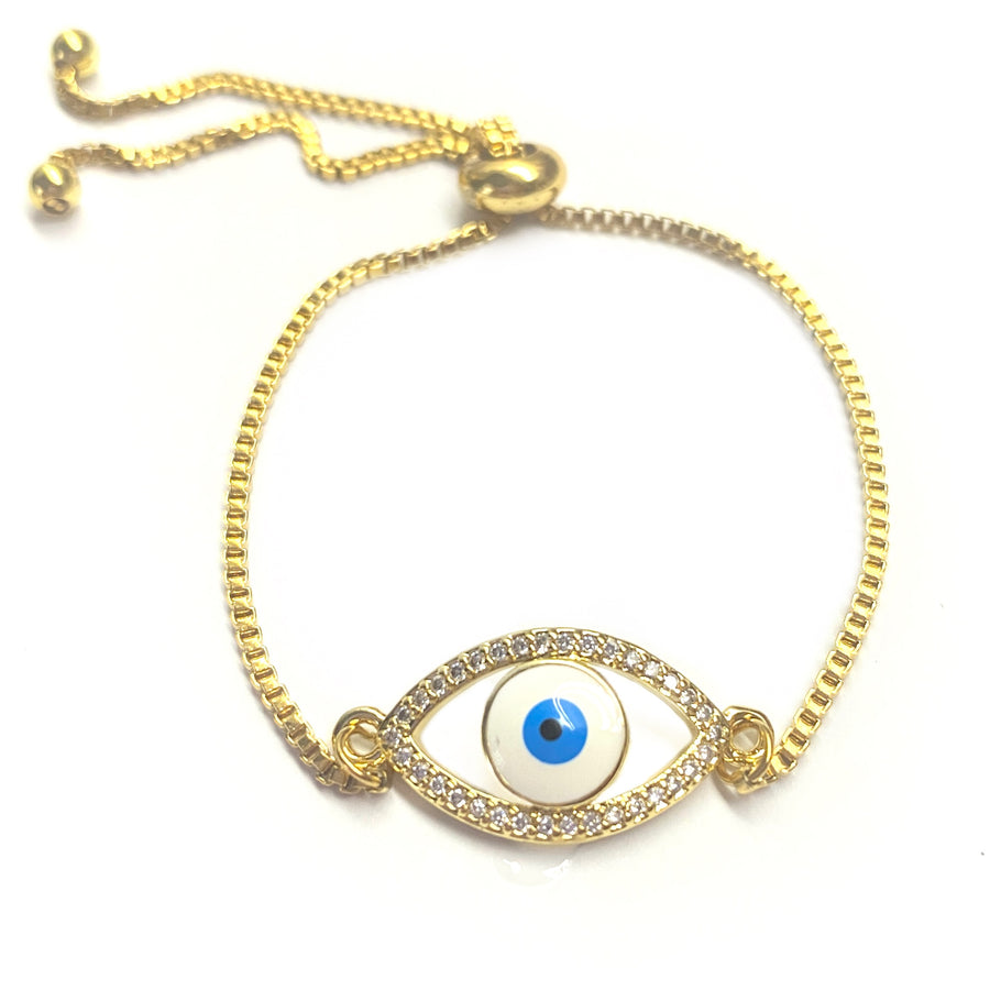 Pulsera Acero 👁 Ojo Dorado