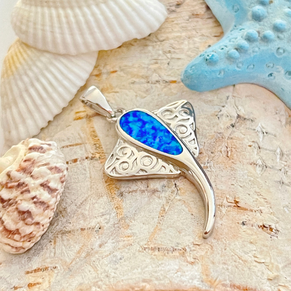 🌊 Manta Raya Ópalo Dije Plata 925 | Nicola Joyería Costa Rica