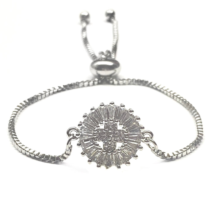 Pulsera Acero ✝️ Círculo Cruz Plateado