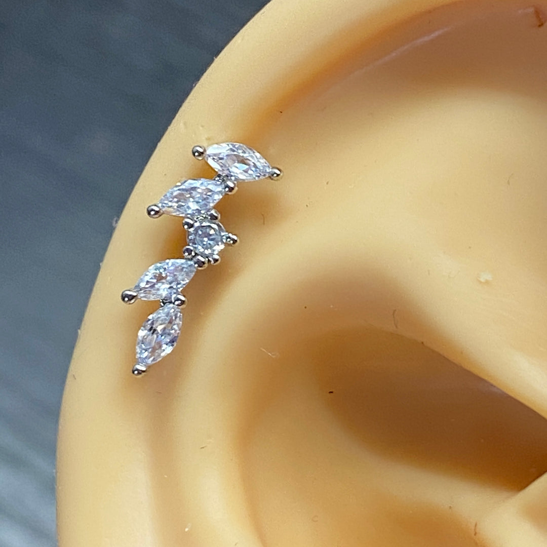 Arete Quirúrgico 💙Circonia Plateado| Nicola Joyería