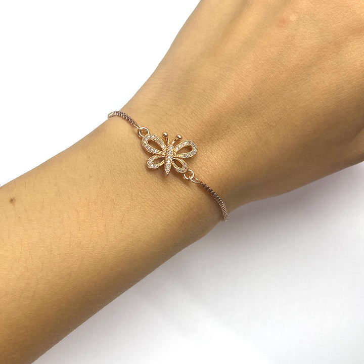 Pulsera Acero Libélula Oro Rosa