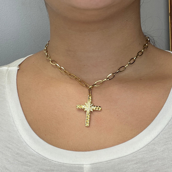 Gargantilla de Acero Cruz Estrella 🌟| Nicola Joyería 