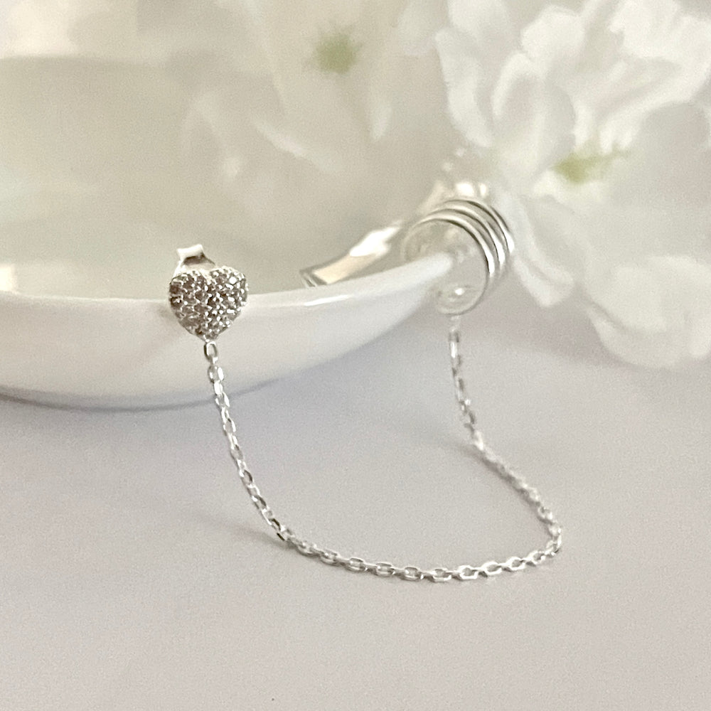 Aretes de Plata Escalador Cadena Corazón 💓 | Nicola Joyería 