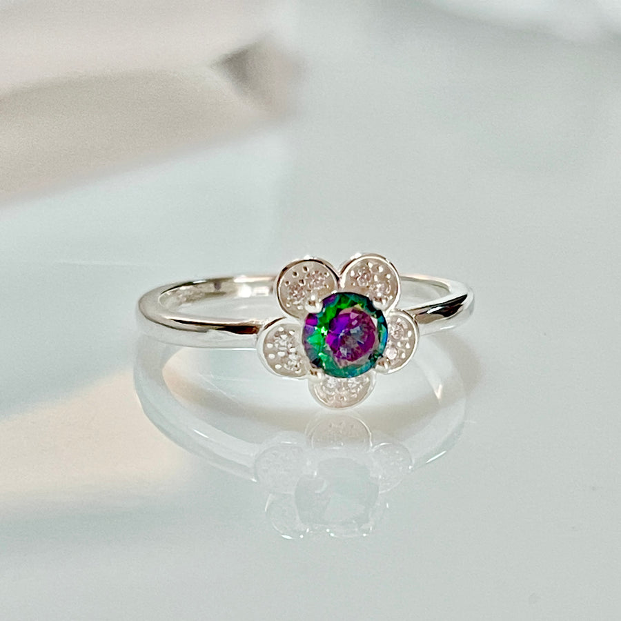 Anillo Plata Promesa Flor Topacio | Nicola Joyería 
