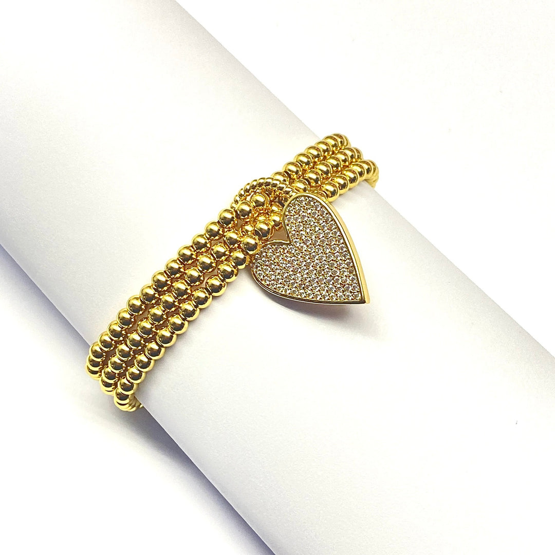 Pulsera Acero 💛 Corazón Triple