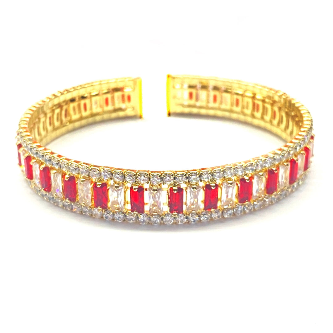 Pulsera Acero 💛🟥 Aro Dorado