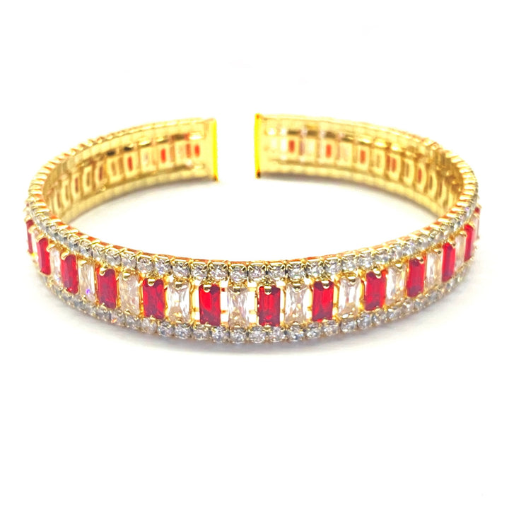 Pulsera Acero 💛🟥 Aro Dorado