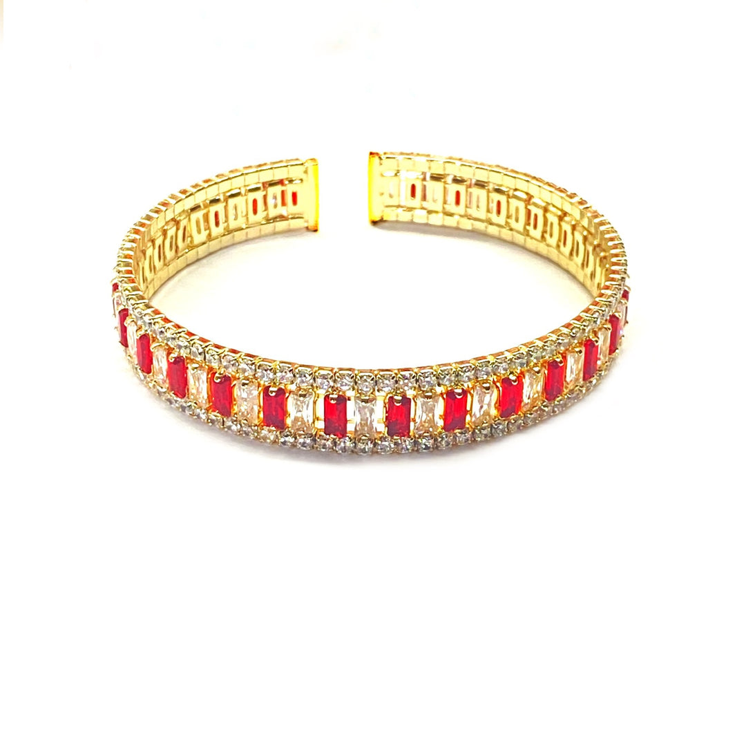 Pulsera Acero 💛🟥 Aro Dorado
