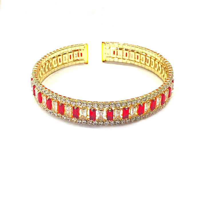 Pulsera Acero 💛🟥 Aro Dorado