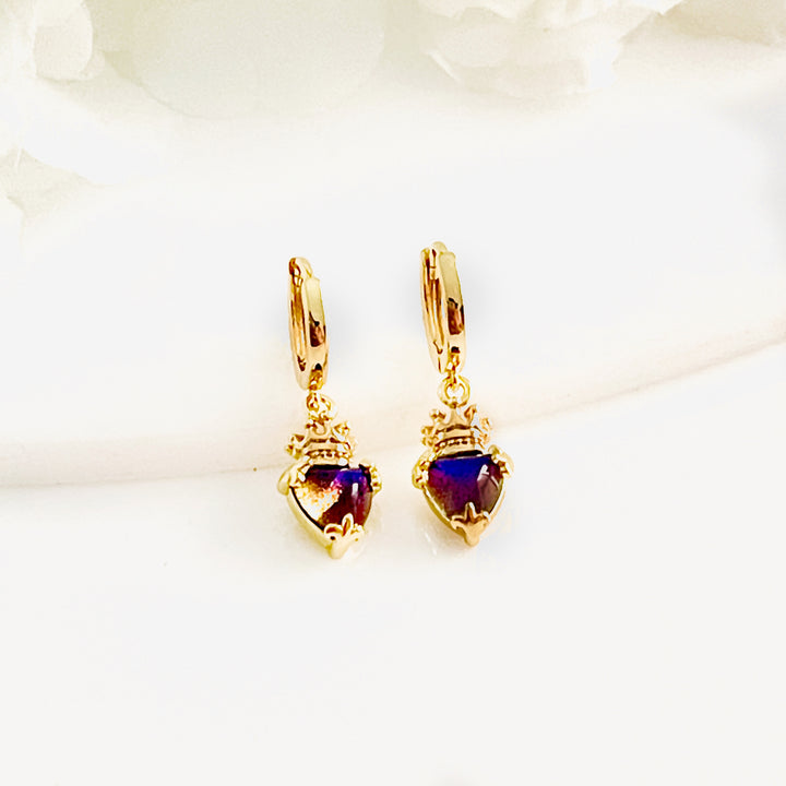 Huggies de Acero☘️👑Corona Morada | Nicola Joyeria 