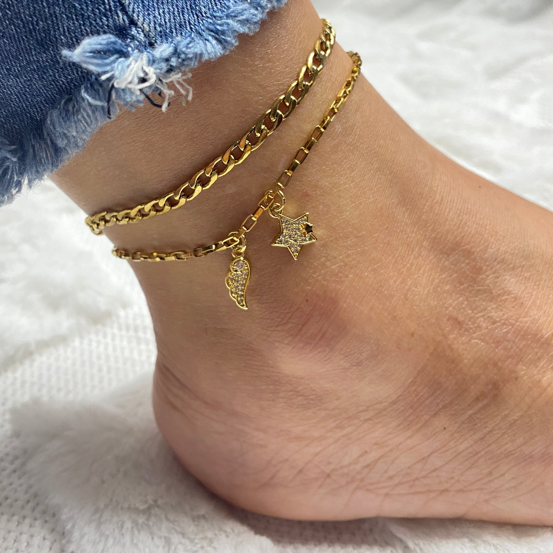 Tobillera Acero ⭐️👼🏻 Estrella Ala | Nicola Joyería