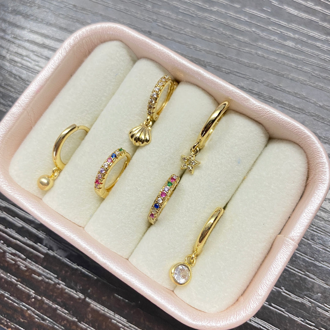 Trío Aretes de Acero Dorados | Plata 925 en Costa Rica