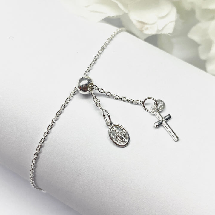 Pulsera de Plata Rosario Ajustable | Nicola Joyería en Costa Rica