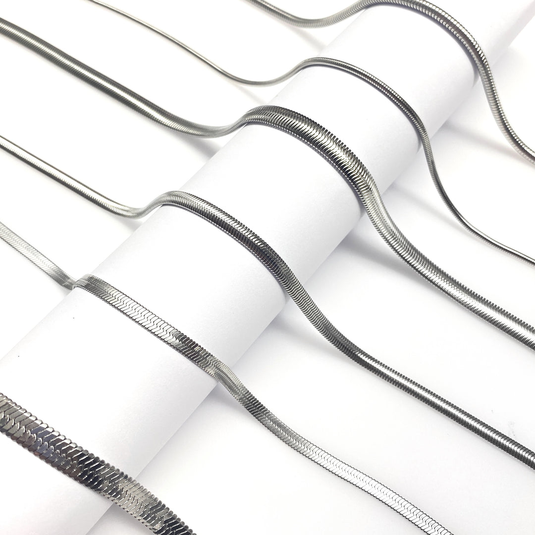 Cadena Acero 🐍 Panza Culebra 6MM Plateada | Nicola Joyería