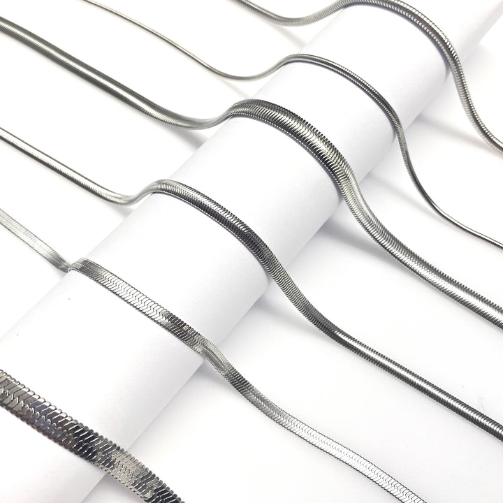 Cadena Acero 🐍 Panza Culebra 6MM Plateada | Nicola Joyería