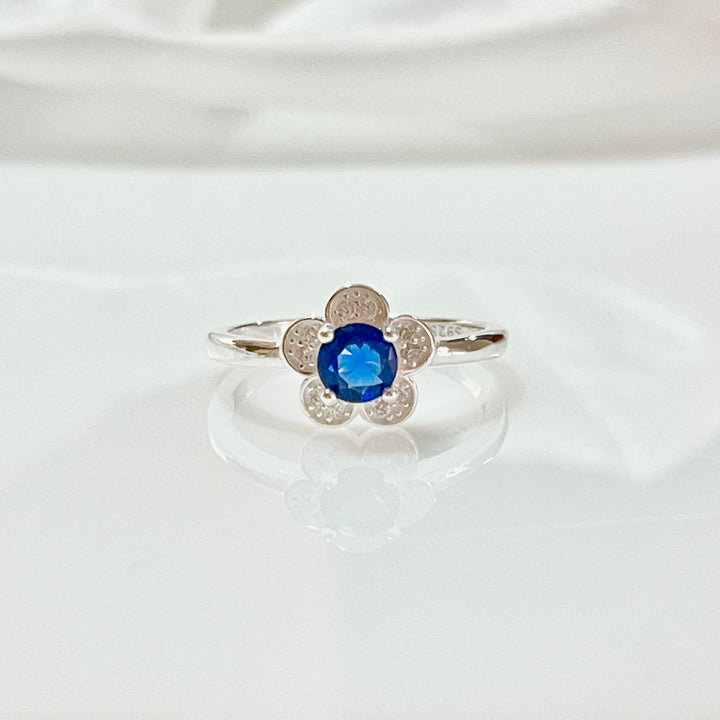 Anillo Plata Promesa Flor Azul Brillante 🔹💙| Nicola Joyería 