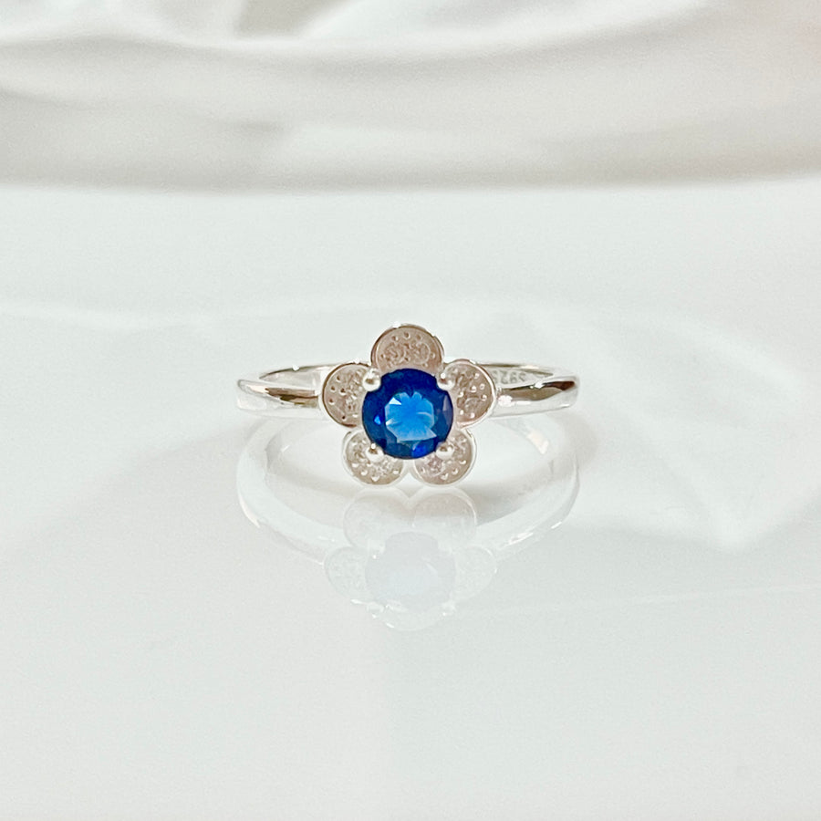 Anillo Plata Promesa Flor Azul Brillante 🔹💙| Nicola Joyería 