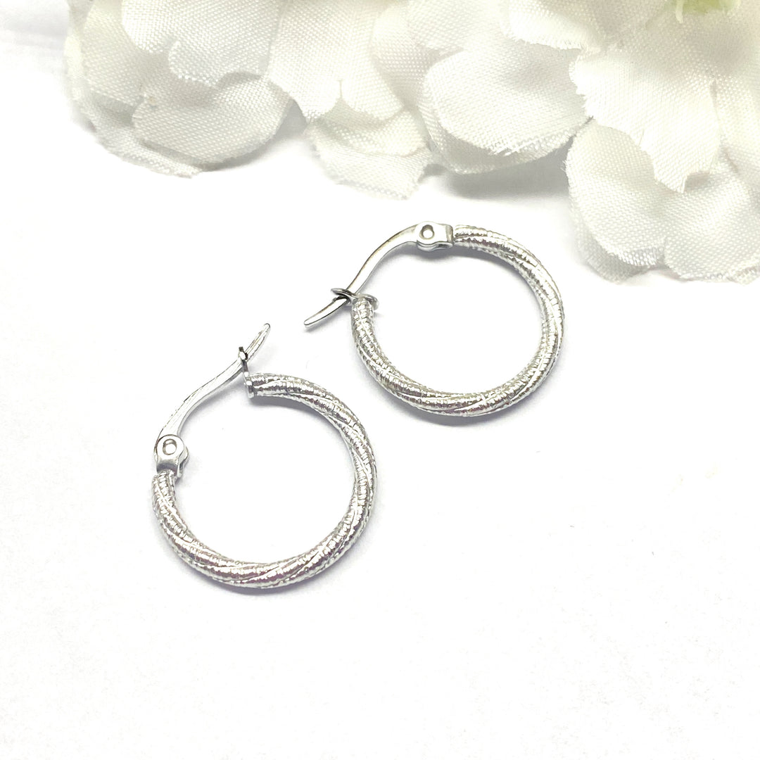 Argollas Acero 15MM Diamandadas