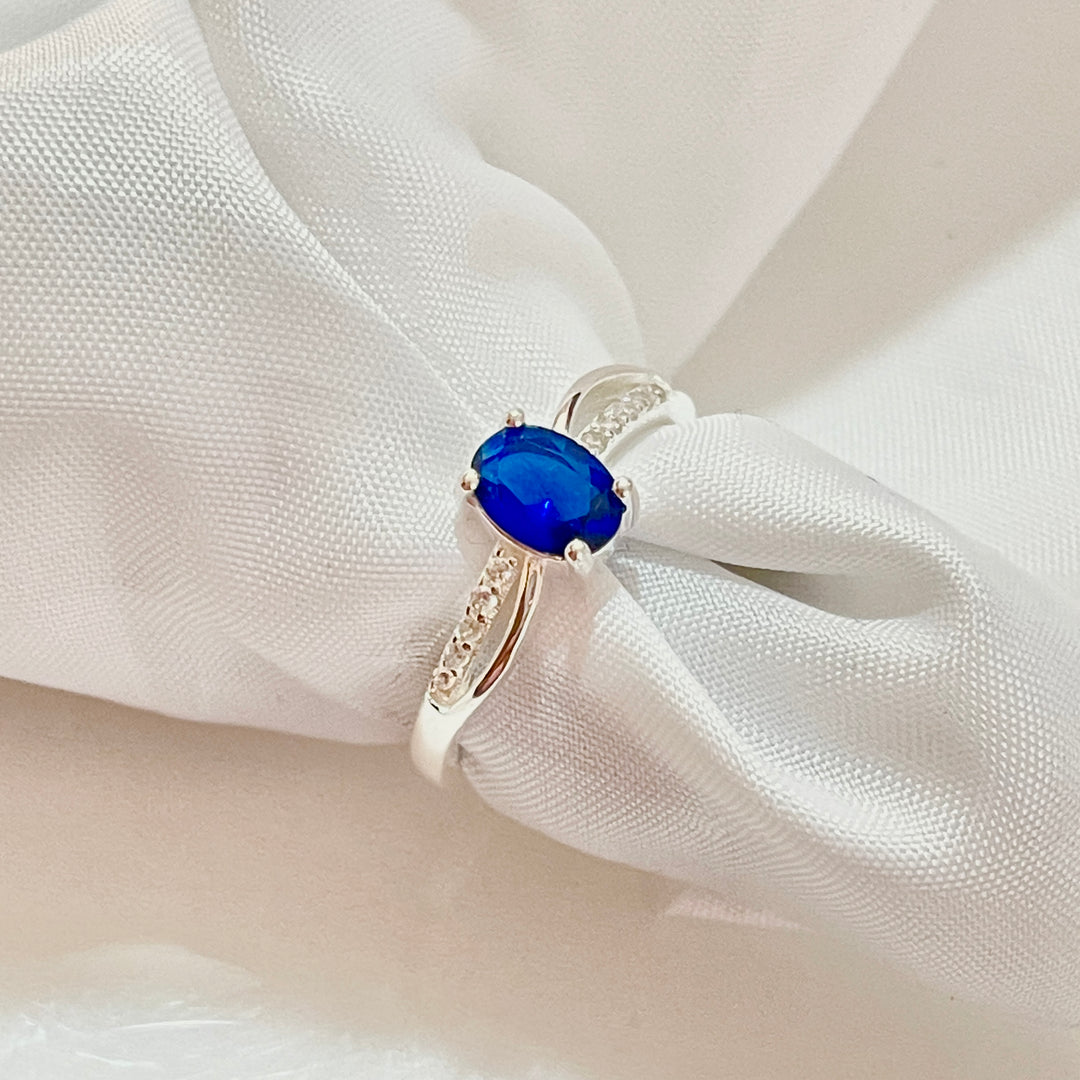Anillo Plata Promesa Ovalo Azul Brillante 💙