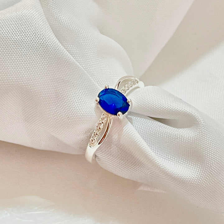Anillo Plata Promesa Ovalo Azul Brillante 💙
