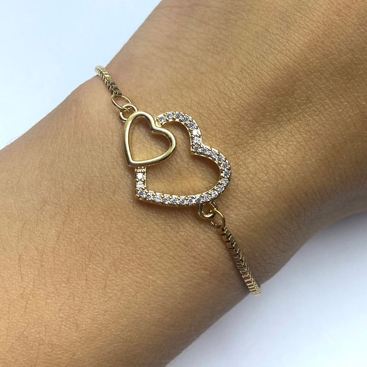 Pulsera Acero 💕 Corazón Dorado
