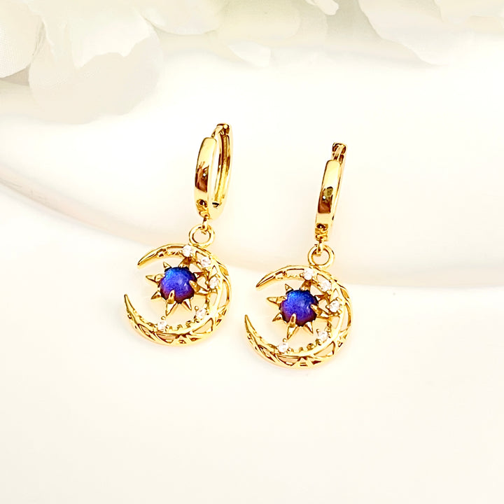 Huggies de Acero 🌙🟣Luna círculo Morado | Nicola Joyería 