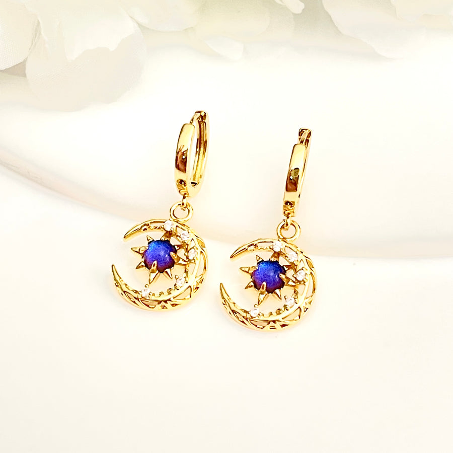 Huggies de Acero 🌙🟣Luna círculo Morado | Nicola Joyería 