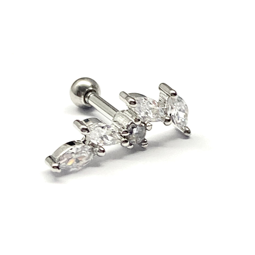 Arete Quirúrgico 💙Circonia Plateado| Nicola Joyería