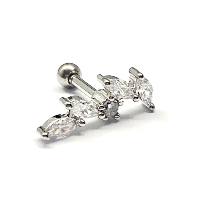 Arete Quirúrgico 💙Circonia Plateado| Nicola Joyería