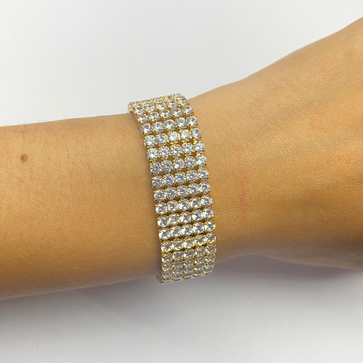 Pulsera Acero Circonias Cinco Filas