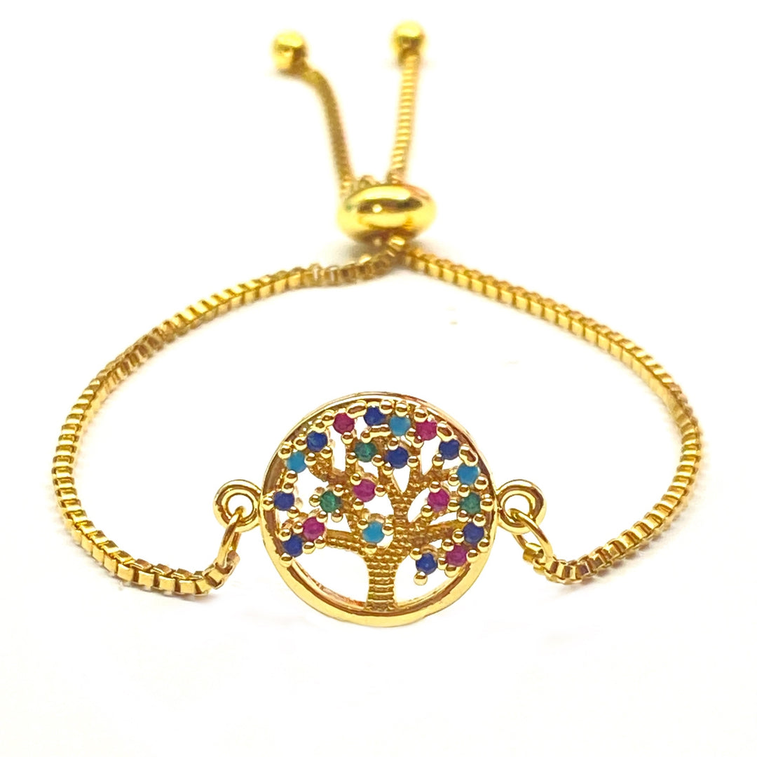 Pulsera Acero 🌳 Árbol Dorado