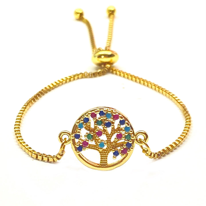 Pulsera Acero 🌳 Árbol Dorado