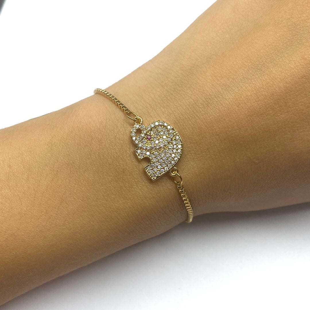 Pulsera Acero 🐘 Elefante Dorado