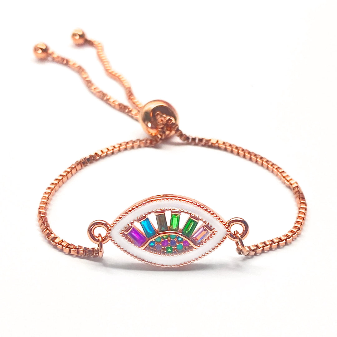 Pulsera Acero 👁 Ojo Oro Rosa