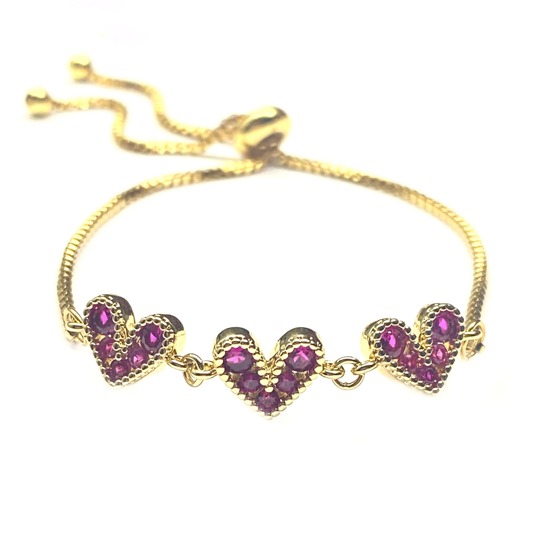Pulsera Acero 💗 Corazón Dorado Fucsia