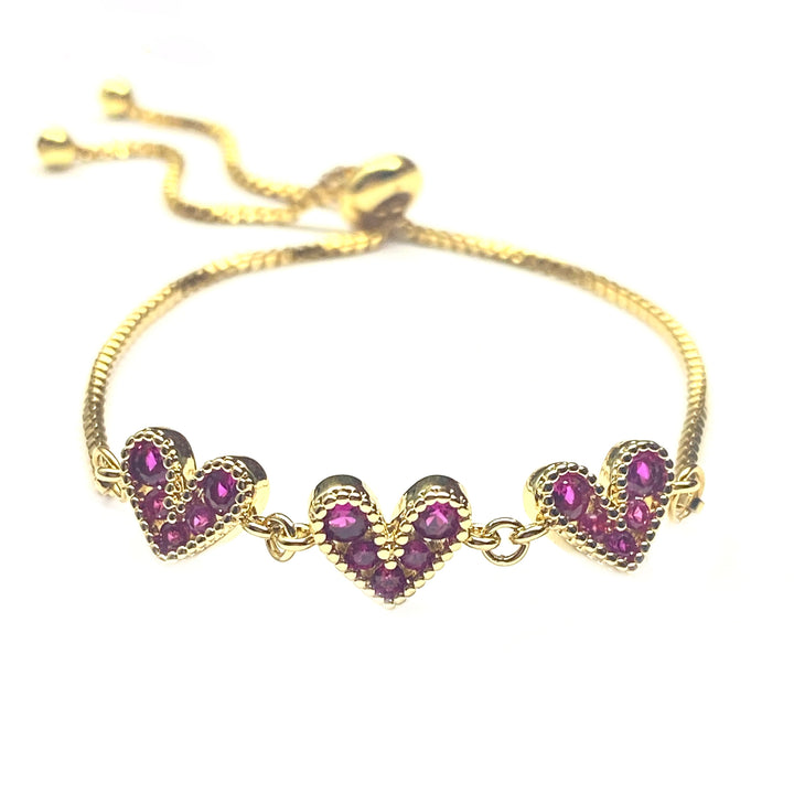 Pulsera Acero 💗 Corazón Dorado Fucsia