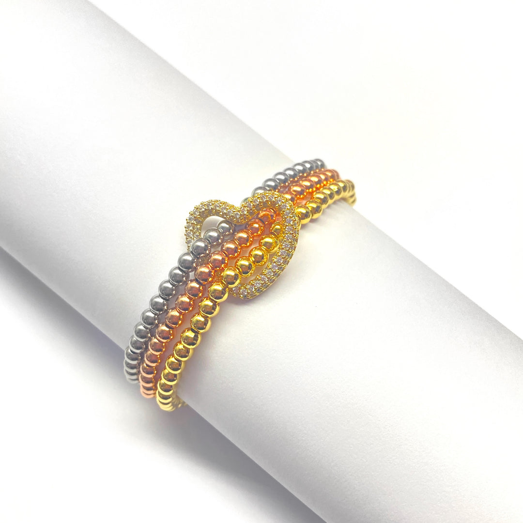 Pulsera Acero 💛 Corazón Dorado Triple