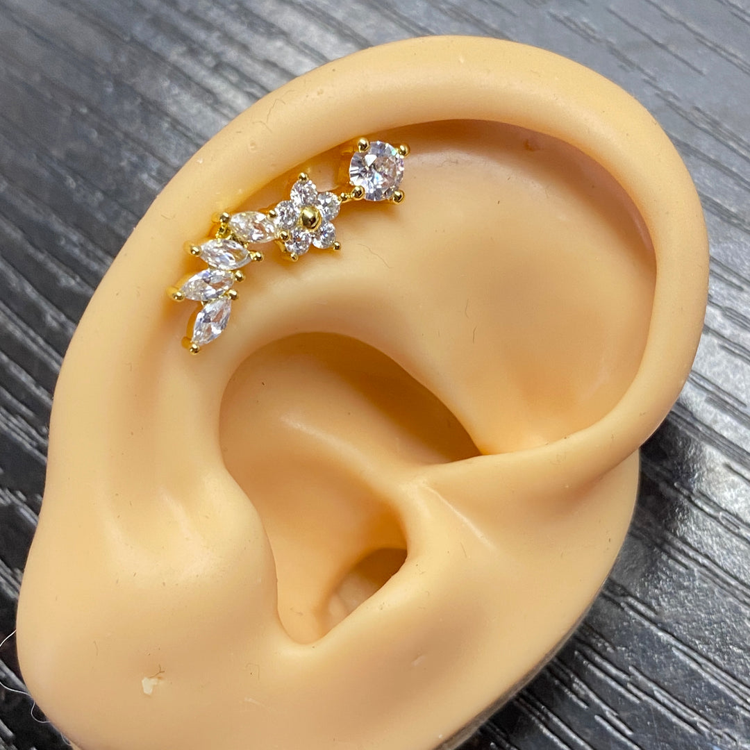 Arete Quirúrgico 🌺 Flor Dorado