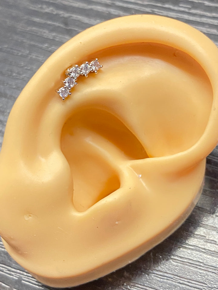 Arete Quirúrgico 💙 Curvo Plateado