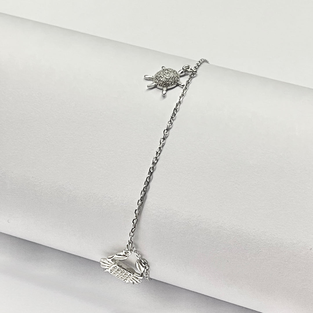 Pulsera Plata 🦀🐢Cangrejo y Tortuga