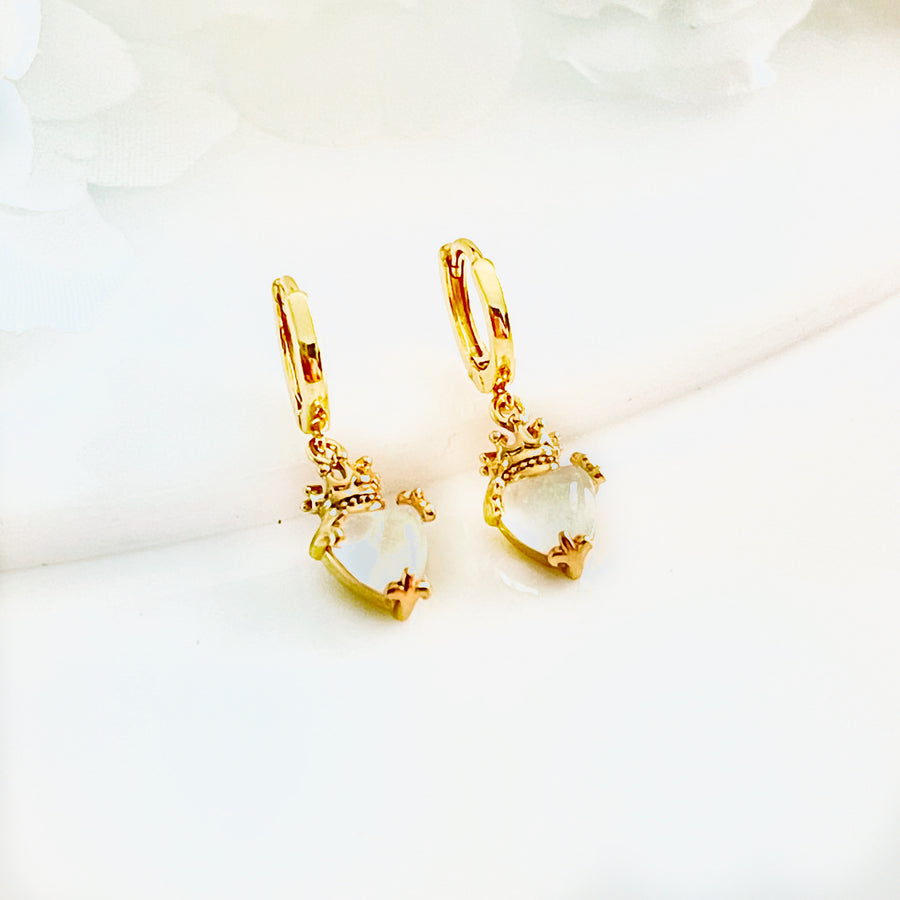 Huggies de Acero☘️👑Corona blanco | Nicola Joyería 