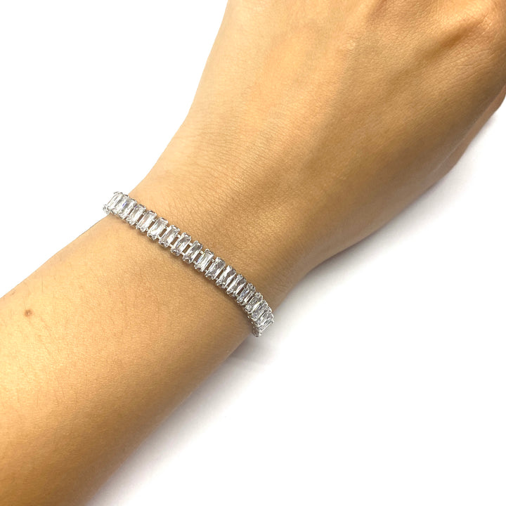 Pulsera Acero Baguette Plateado