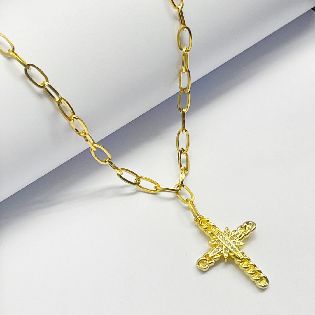 Gargantilla de Acero Cruz Estrella 🌟