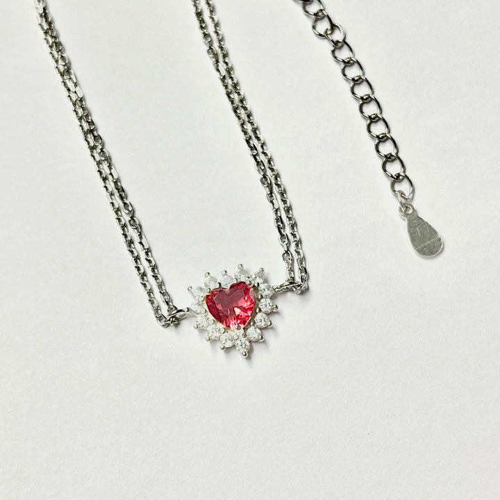 Pulsera Plata ❤️Corazón Rojo Vivo