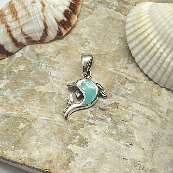 Dije Plata Delfín verde agua