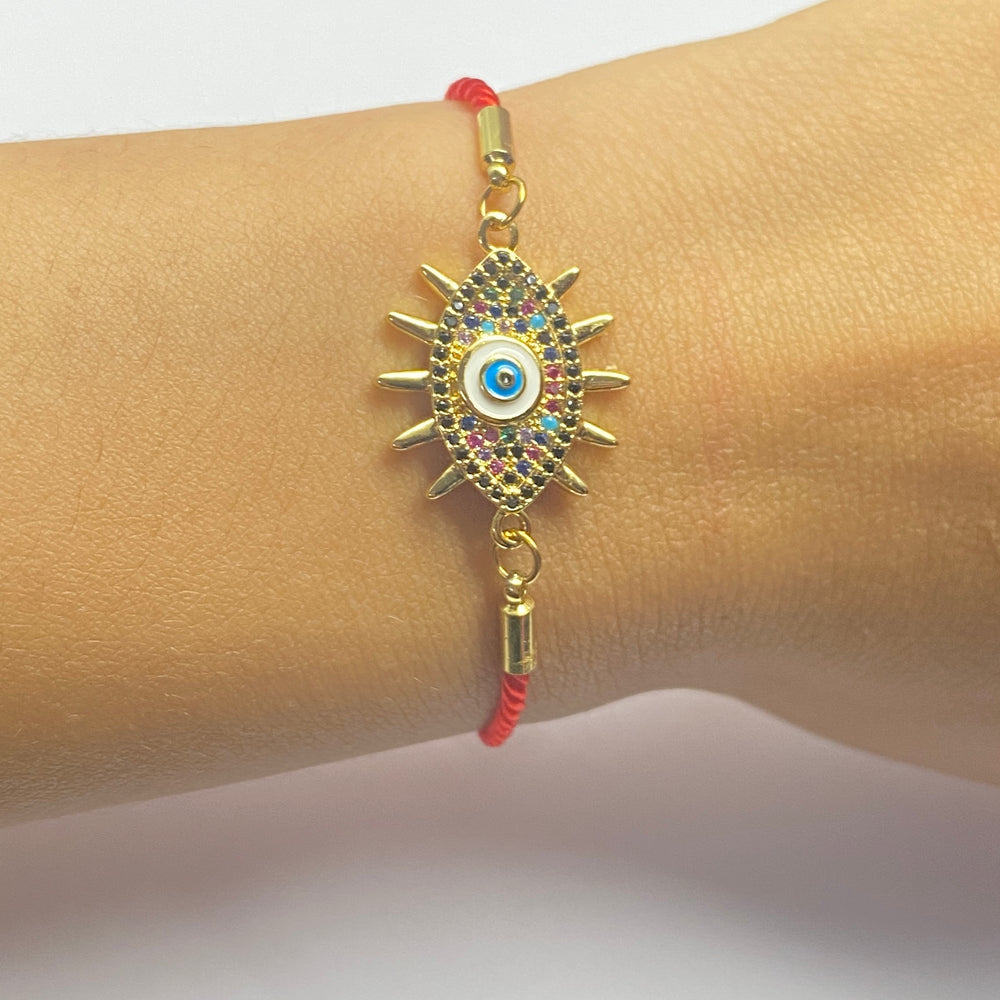 Pulsera Acero 👁 Ojo Mecate Rojo