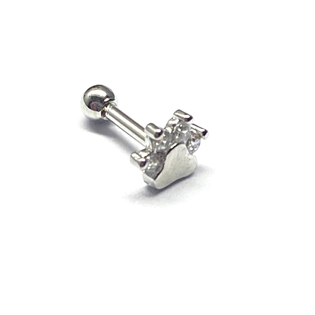 Arete Quirúrgico 👑 Corona Plateado| Nicola Joyería