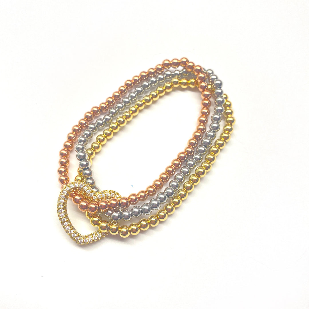 Pulsera Acero 💛 Corazón Dorado Triple